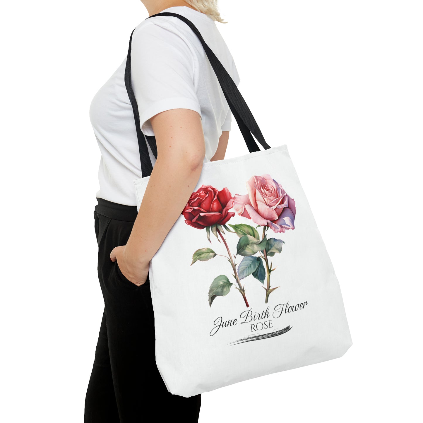 June Birth Flower: Rose - Tote Bag (AOP)