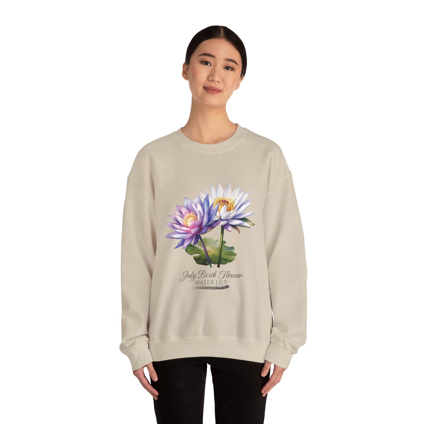 July Birth Flower (Water Lily) - Unisex Heavy Blend™ Crewneck Sweatshirt
