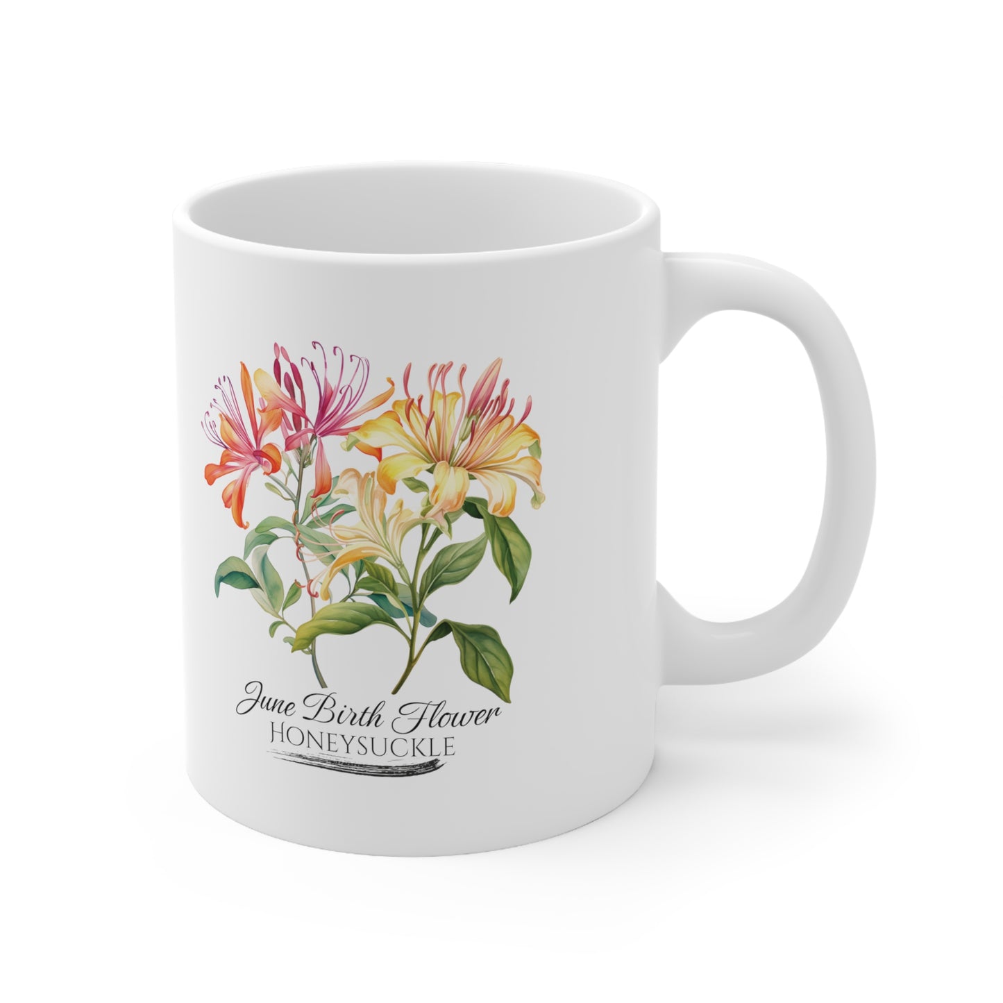 June Birth Flower (Honeysuckle): Ceramic Mug 11oz