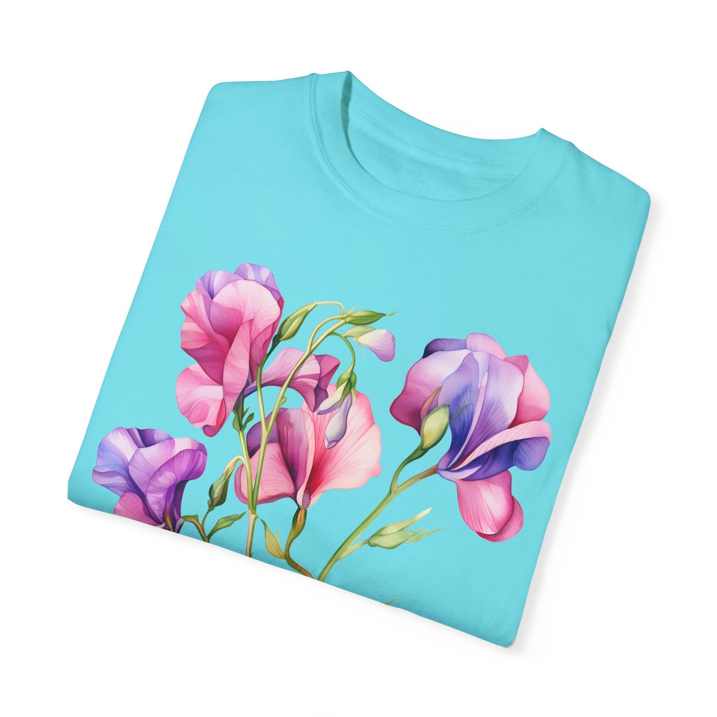 April Birth Flower "Sweet Pea" - Unisex Garment-Dyed T-shirt