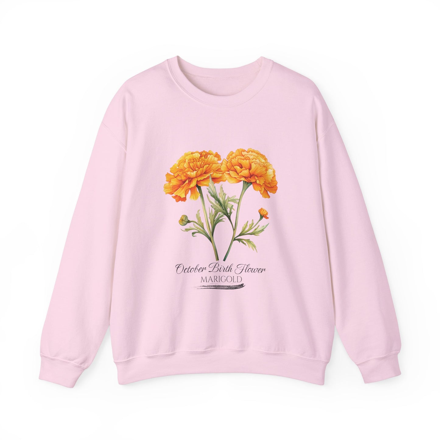 October Birth Flower (Marigold) - Unisex Heavy Blend™ Crewneck Sweatshirt