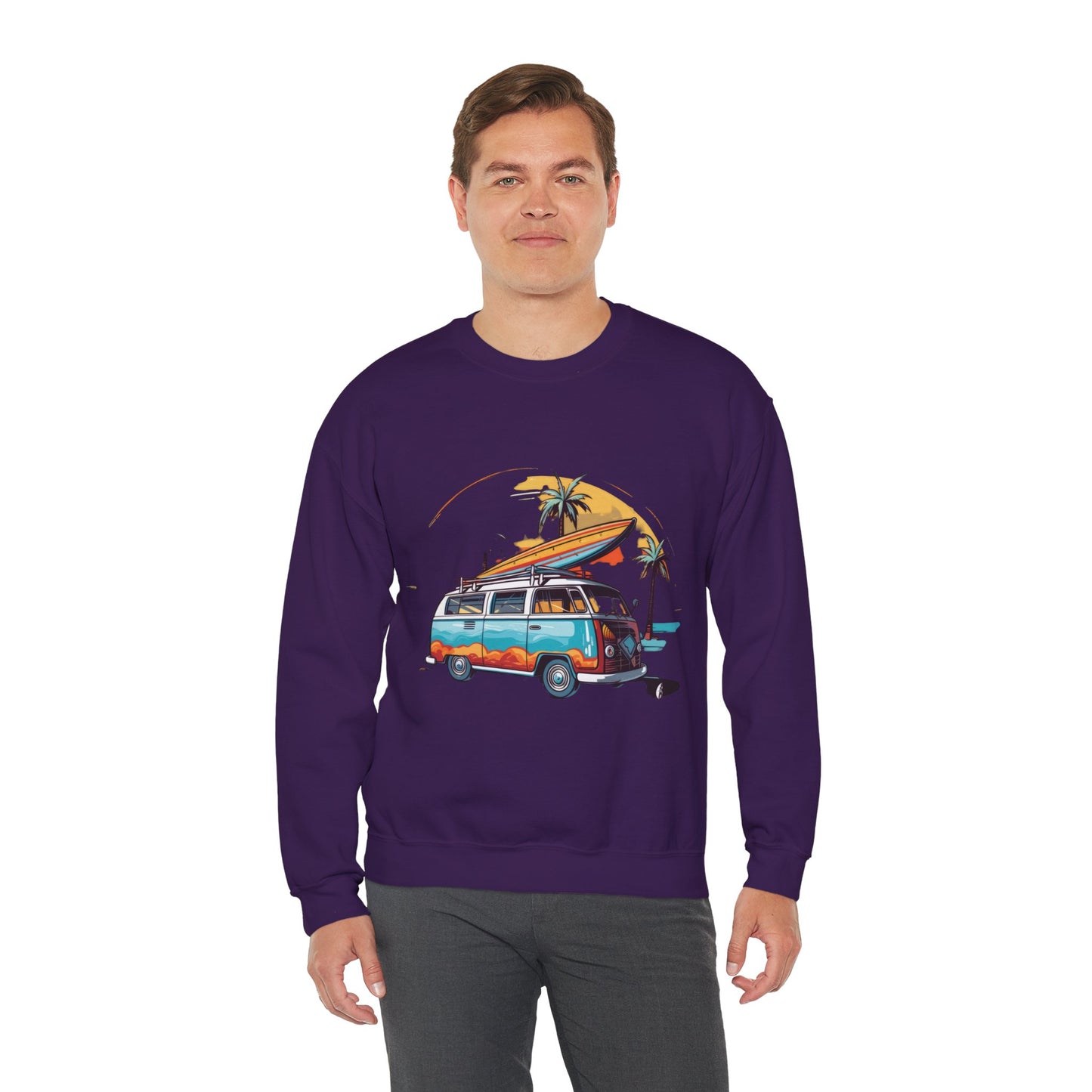 Retro Surf Van - Unisex Heavy Blend™ Crewneck Sweatshirt