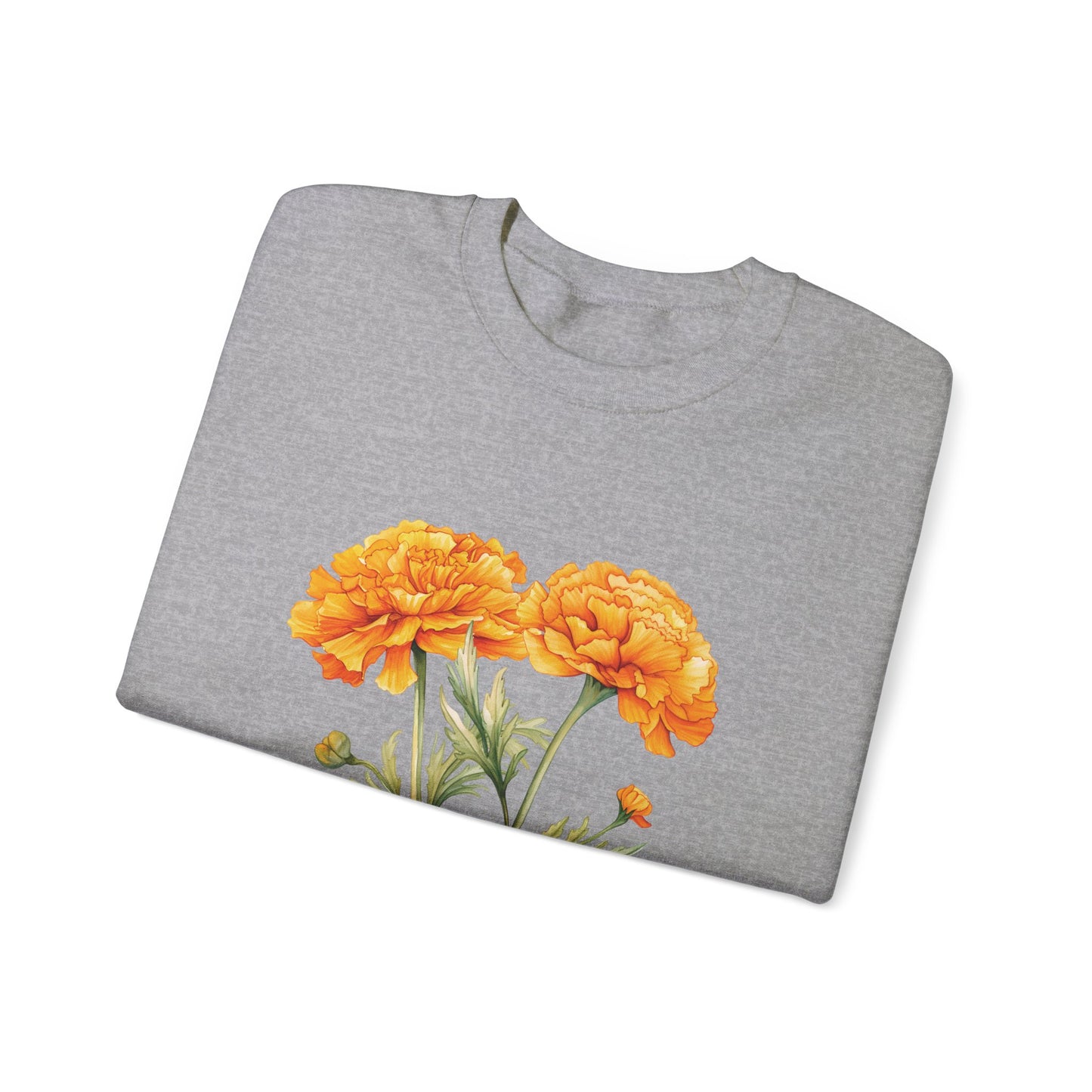 October Birth Flower (Marigold) - Unisex Heavy Blend™ Crewneck Sweatshirt