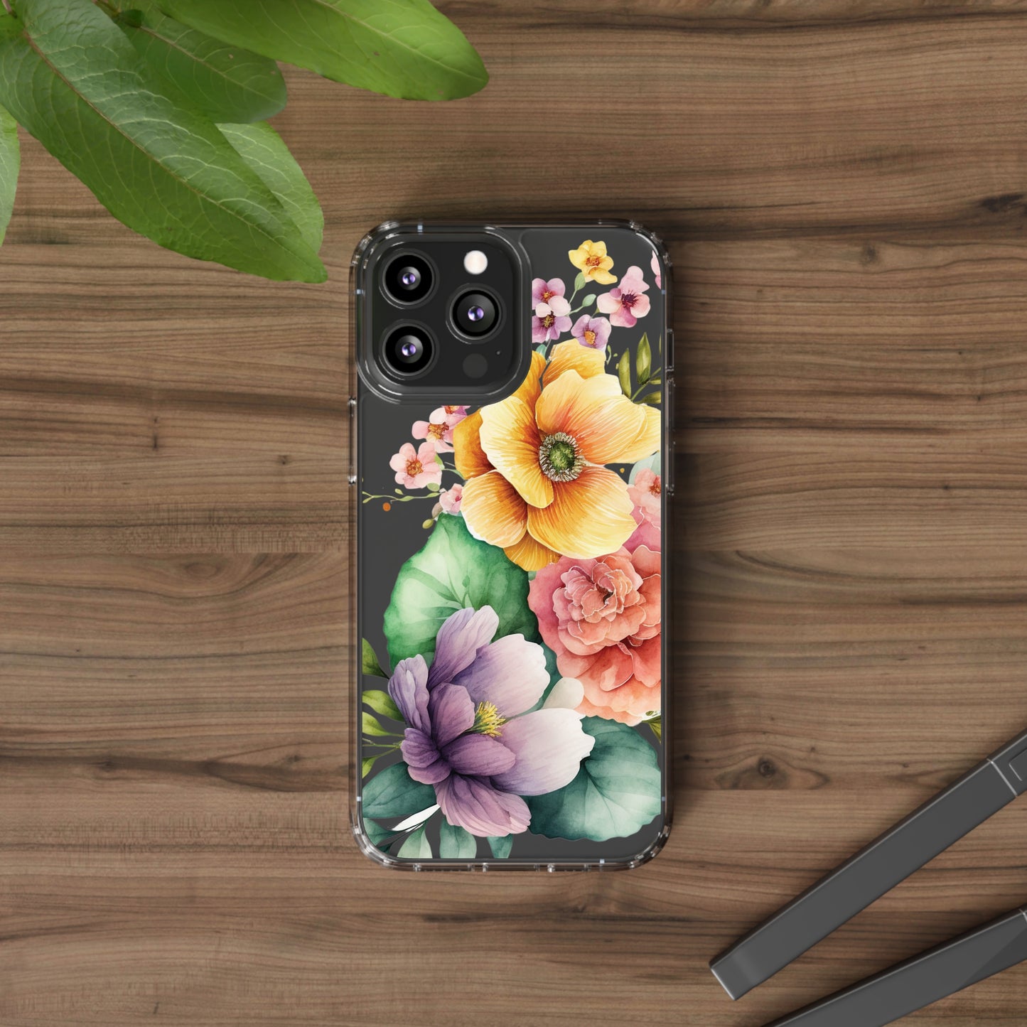Phone Clear Cases: Watercolor Floral Pattern
