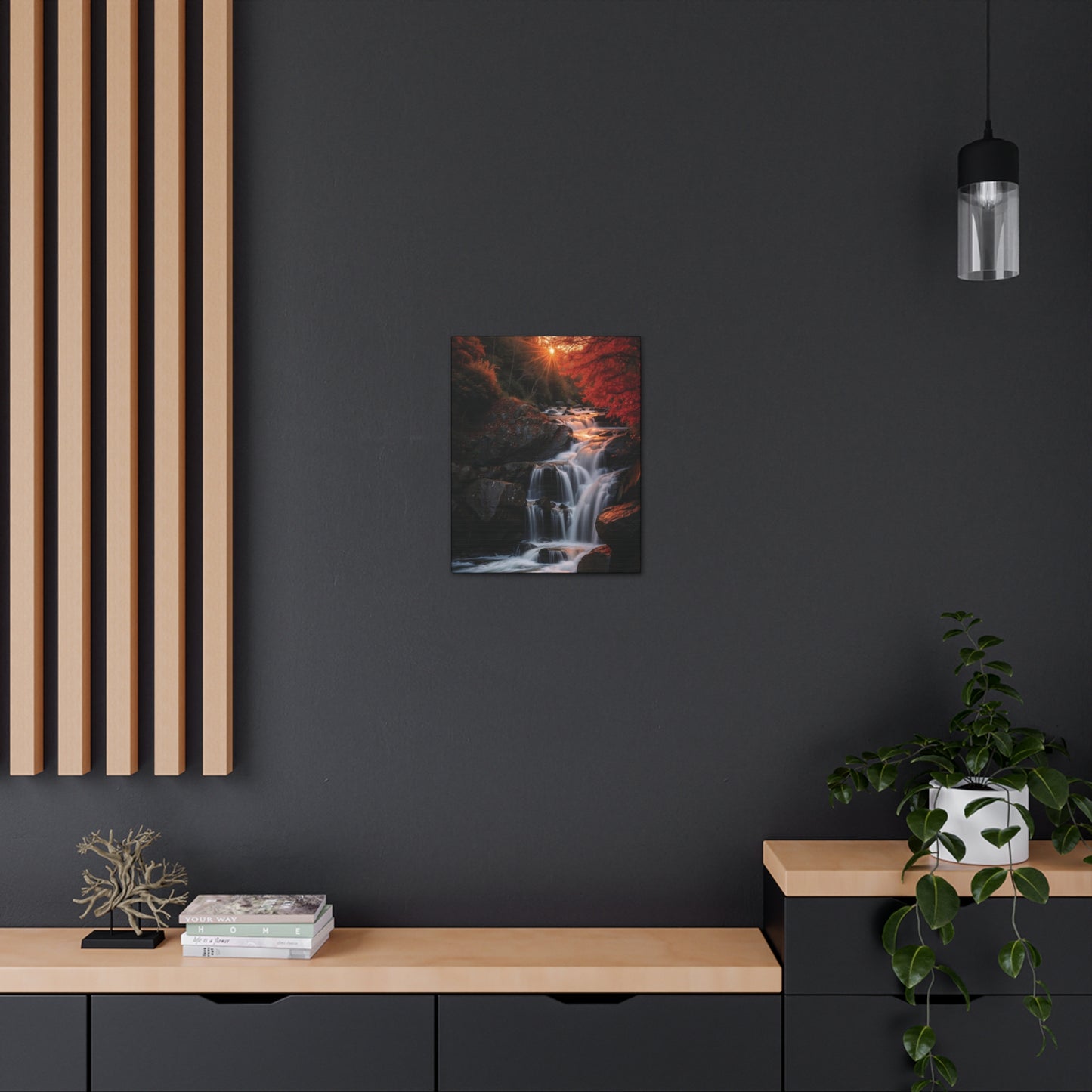 Sunrise Over the Waterfall: Canvas Gallery Wraps