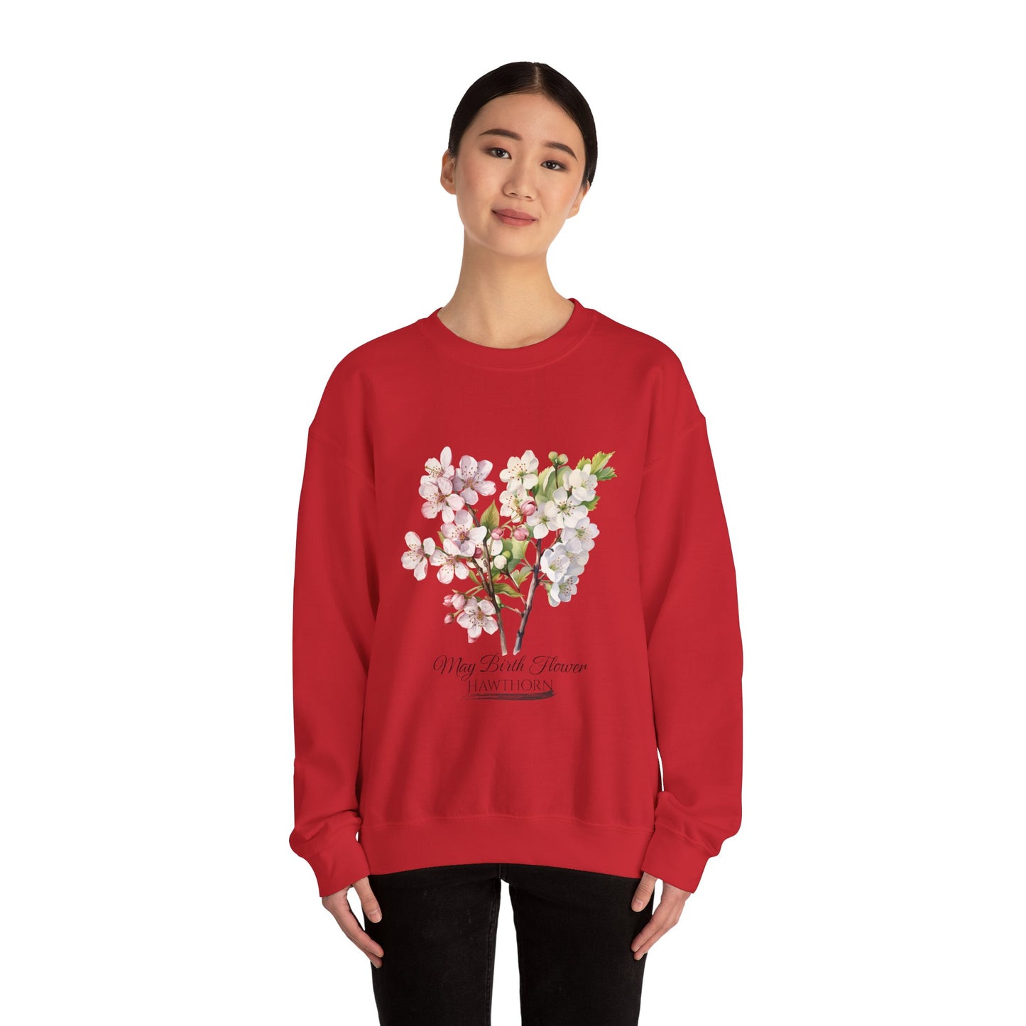 May Birth Flower (Hawthorn) - Unisex Heavy Blend™ Crewneck Sweatshirt