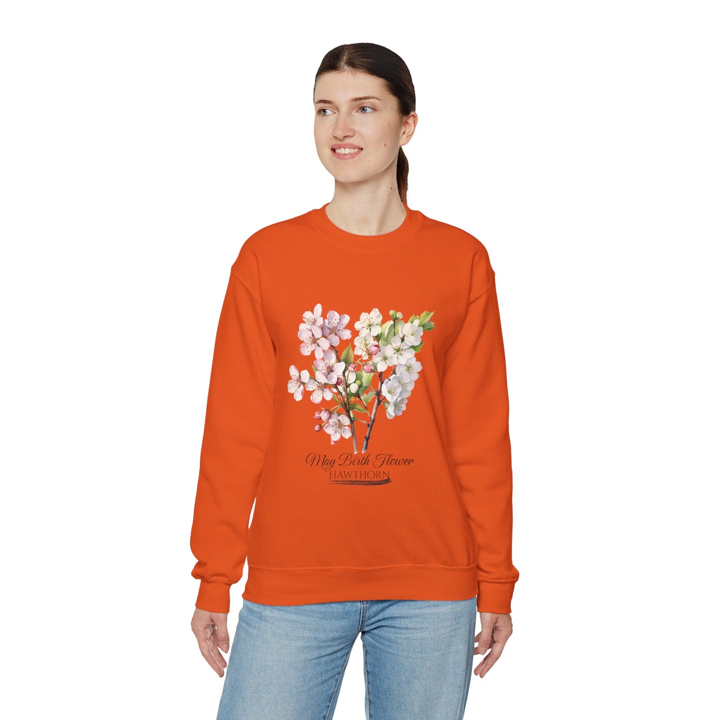 May Birth Flower (Hawthorn) - Unisex Heavy Blend™ Crewneck Sweatshirt