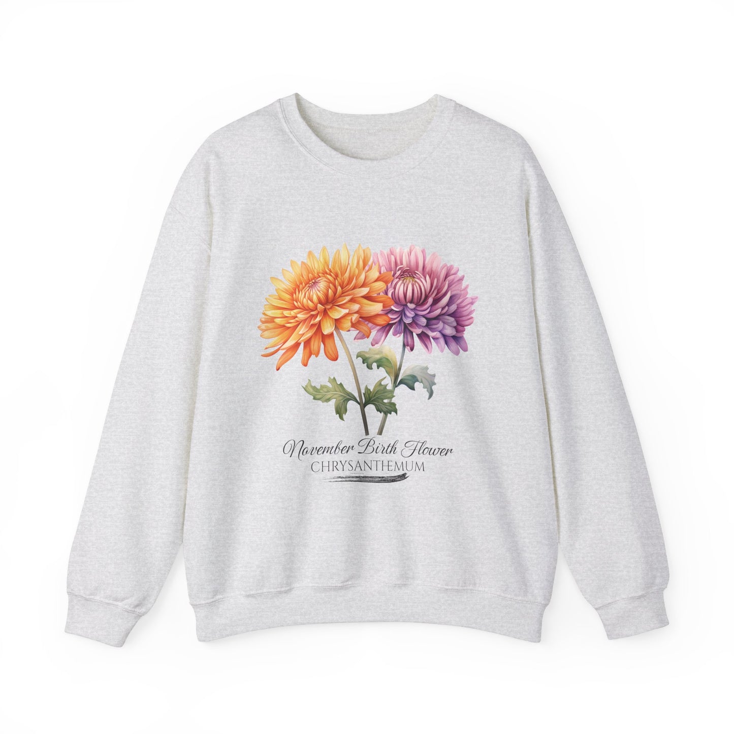 November Birth Flower (Chrysanthemum) - Unisex Heavy Blend™ Crewneck Sweatshirt