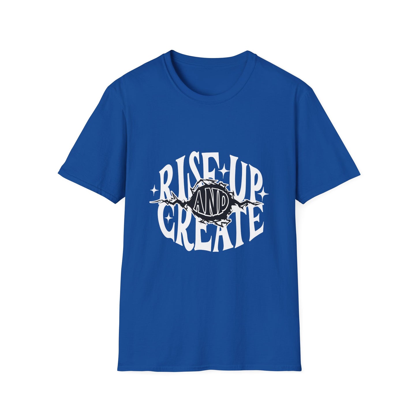Rise Up And Create Unisex Softstyle T-Shirt, Motivational Tee, Inspirational Shirt, Artist Gift, Graphic Tee, Creative Apparel