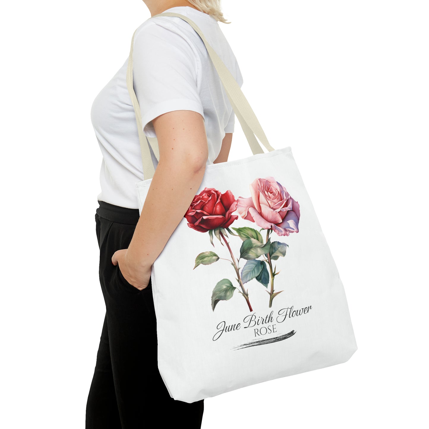 June Birth Flower: Rose - Tote Bag (AOP)