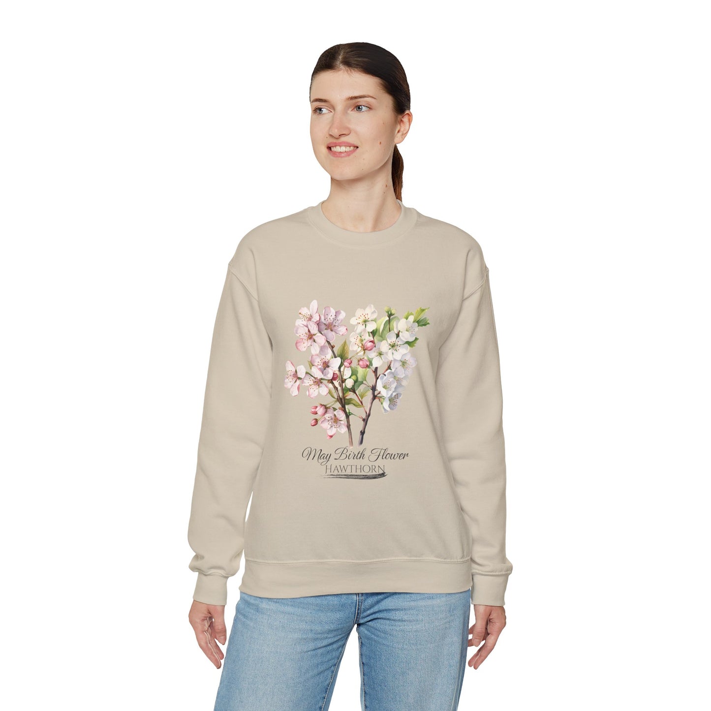 May Birth Flower (Hawthorn) - Unisex Heavy Blend™ Crewneck Sweatshirt