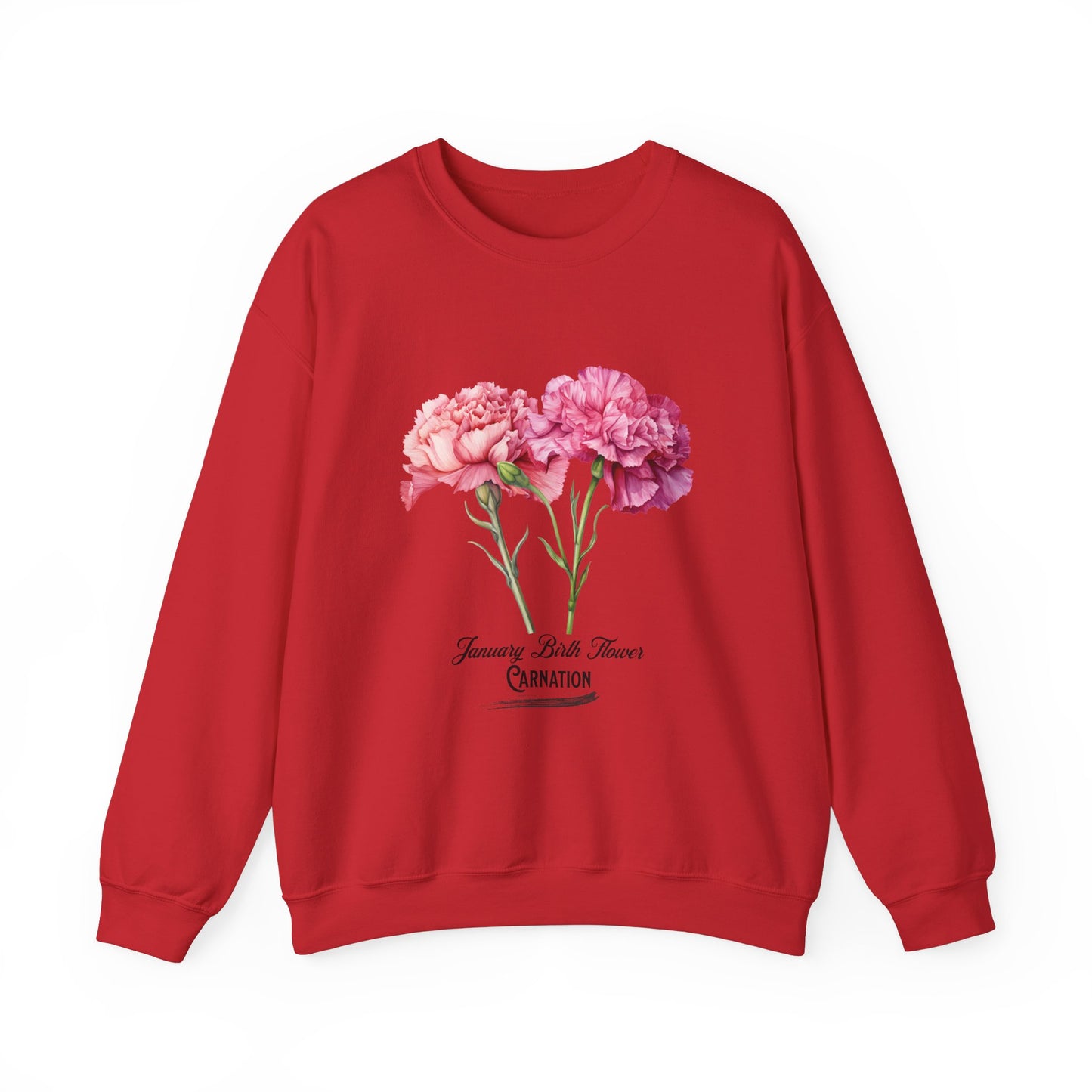 January Birth Flower (Carnation) - Unisex Heavy Blend™ Crewneck Sweatshirt