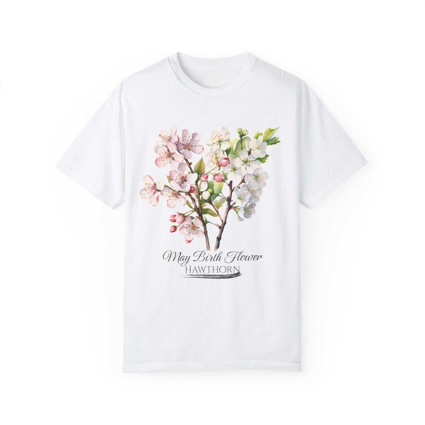 May Birth Flower "Hawthorn" - Unisex Garment-Dyed T-shirt