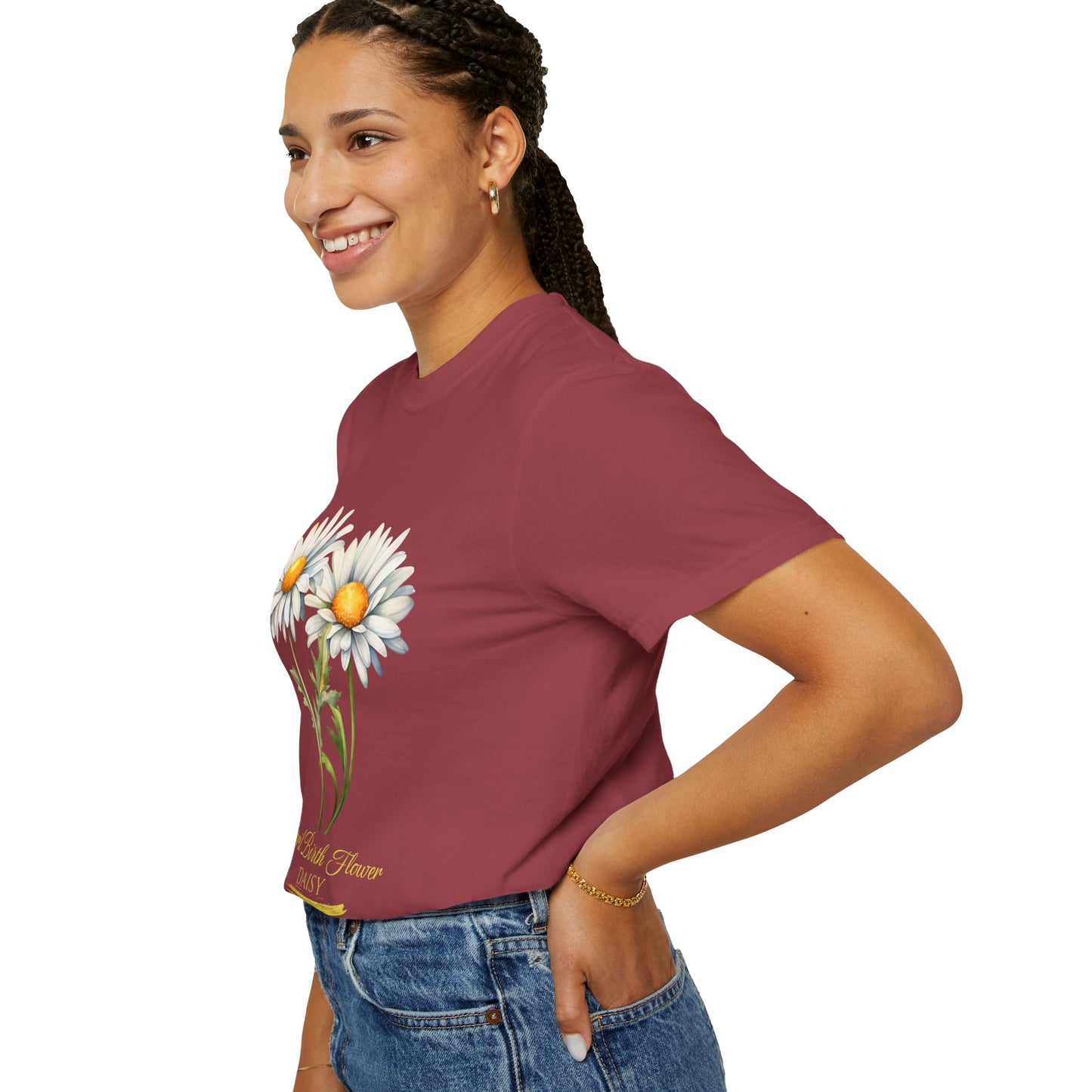 April Birth Flower "Daisy" (For Print on Dark Fabric) - Unisex Garment-Dyed T-shirt