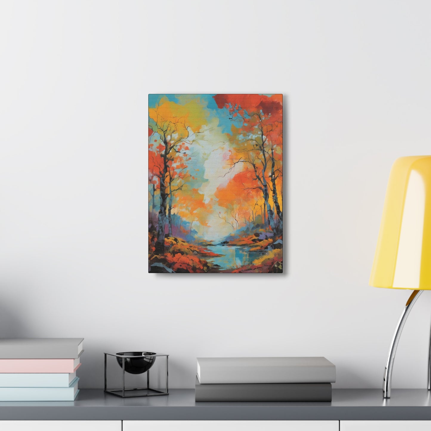 Fall Season Creek: Canvas Gallery Wraps