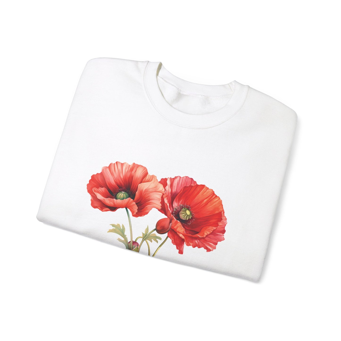 August Birth Flower (Poppy) - Unisex Heavy Blend™ Crewneck Sweatshirt