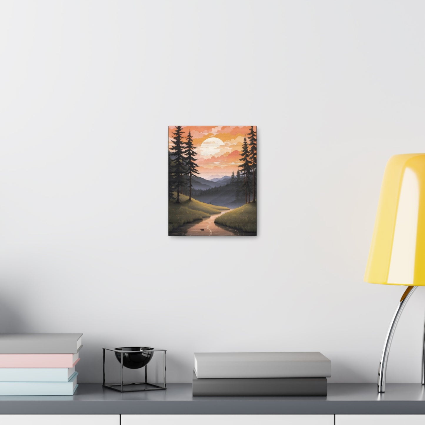 Moon Rising Over the Mountain Creek: Canvas Gallery Wraps
