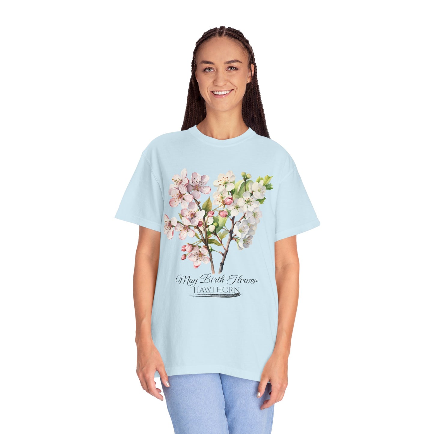 May Birth Flower "Hawthorn" - Unisex Garment-Dyed T-shirt
