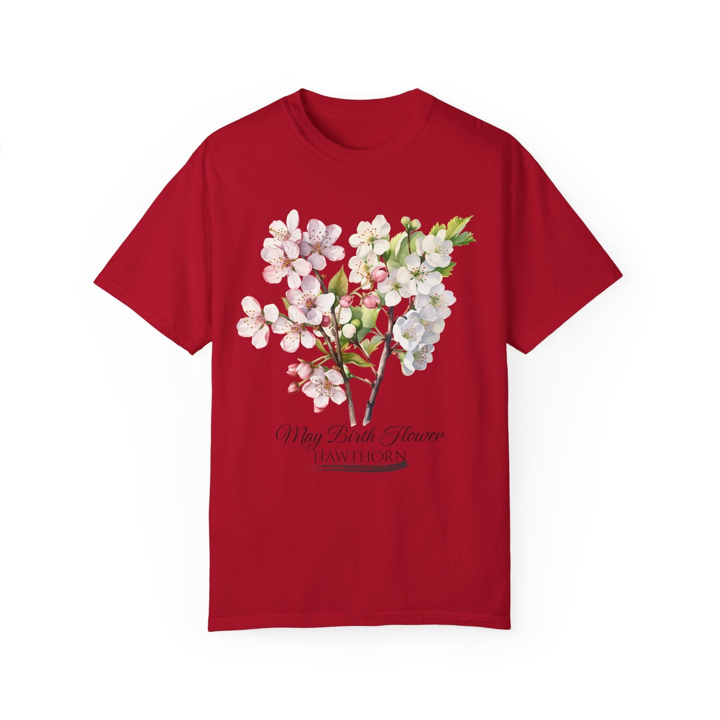 May Birth Flower "Hawthorn" - Unisex Garment-Dyed T-shirt