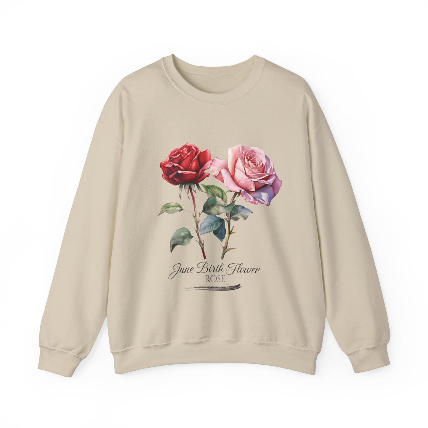 June Birth Flower (Rose) - Unisex Heavy Blend™ Crewneck Sweatshirt