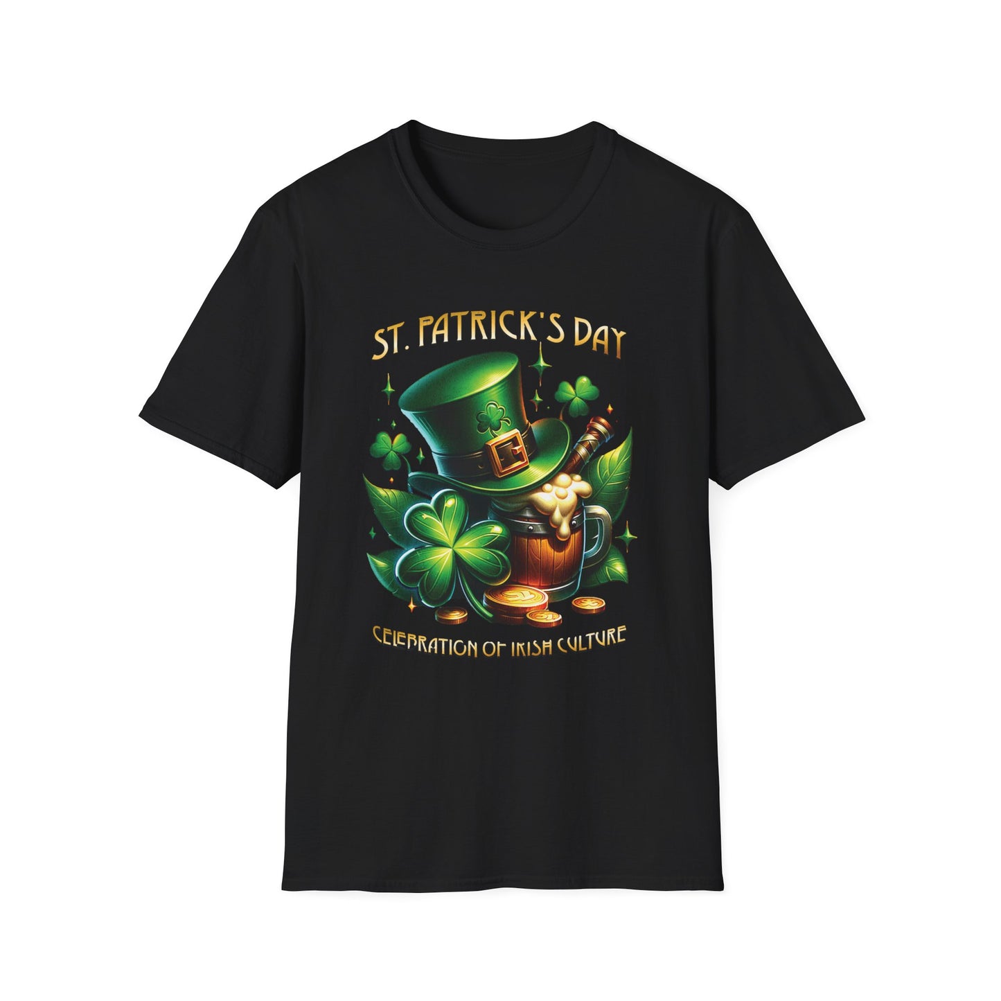 St. Patrick's Day Celebration T-Shirt - Unisex Softstyle Tee with Irish Culture Design