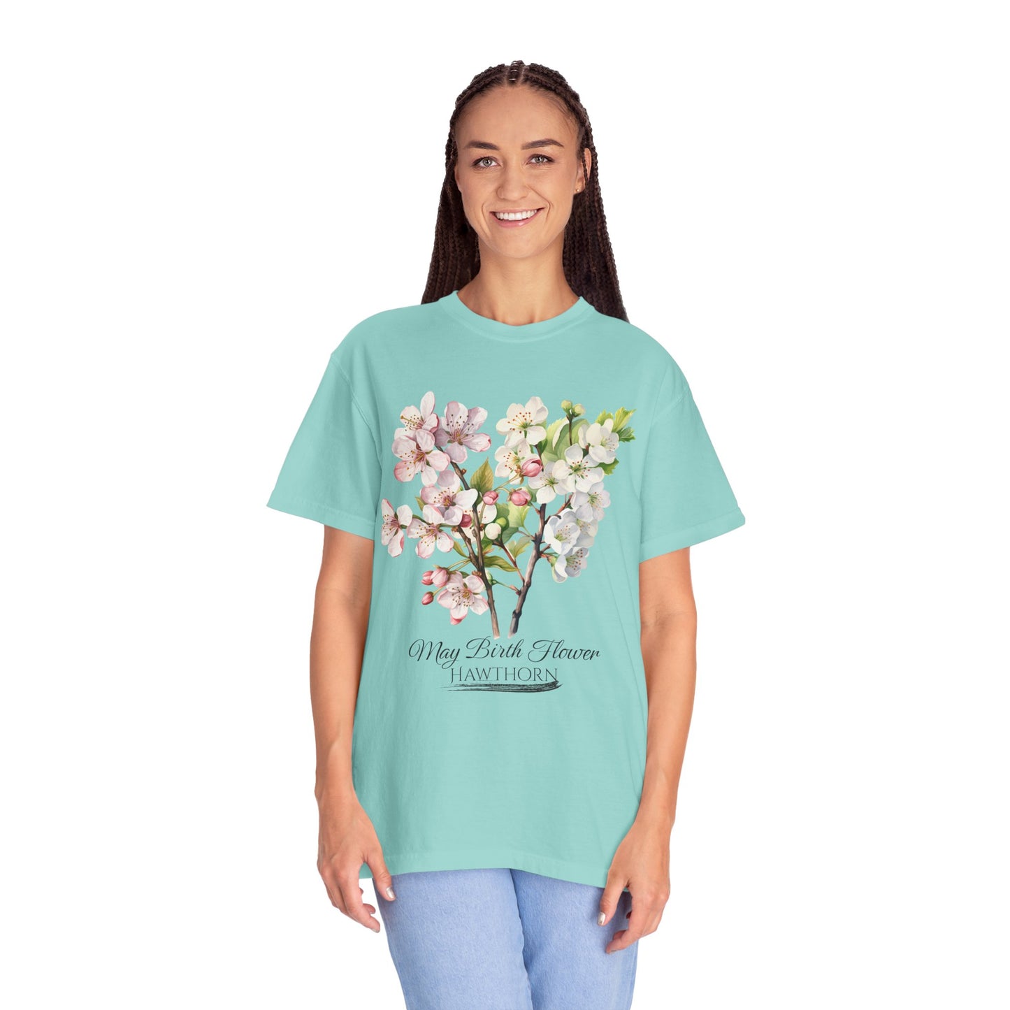 May Birth Flower "Hawthorn" - Unisex Garment-Dyed T-shirt