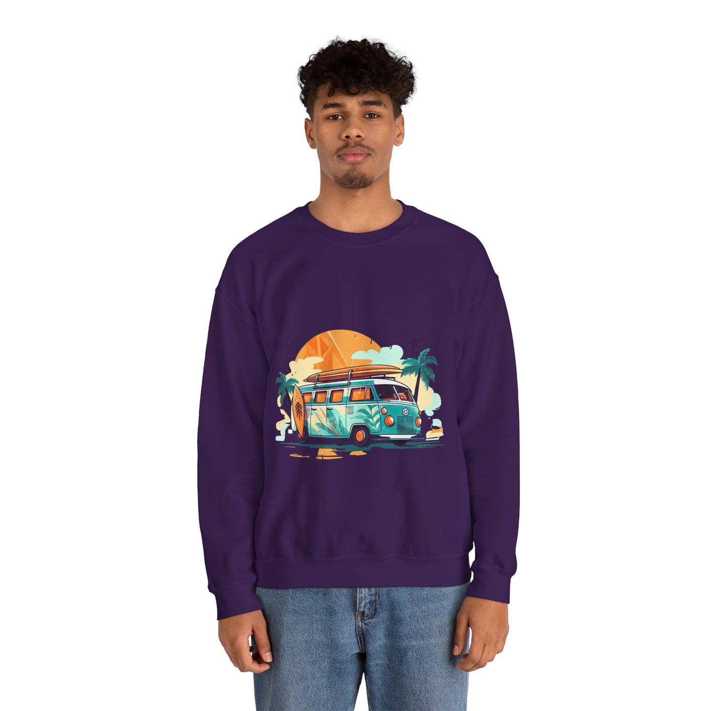 Retro Surf Van - Unisex Heavy Blend™ Crewneck Sweatshirt