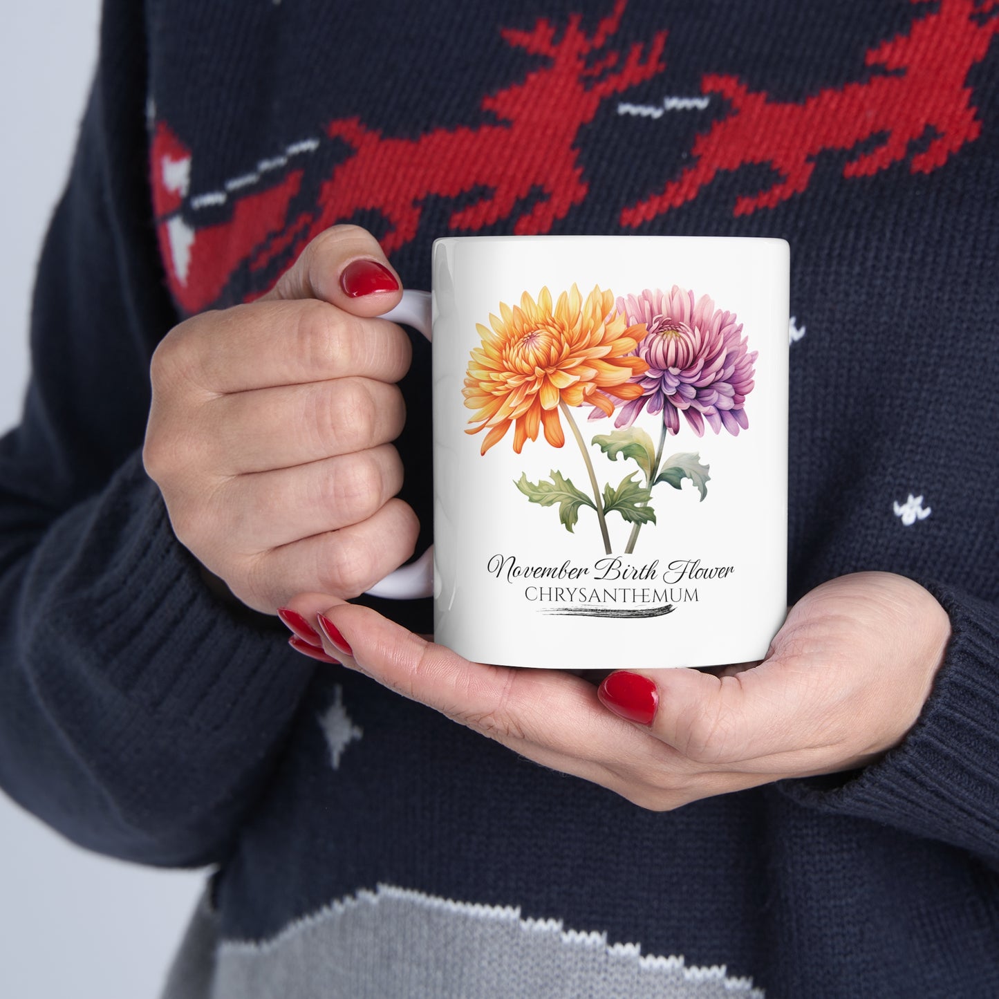 November Birth Flower (Chrysanthemum): Ceramic Mug 11oz