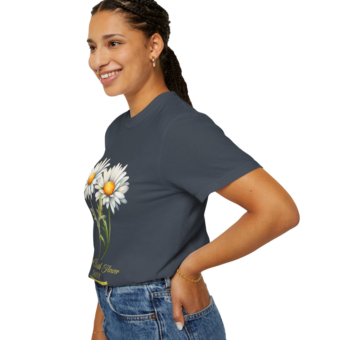 April Birth Flower "Daisy" (For Print on Dark Fabric) - Unisex Garment-Dyed T-shirt