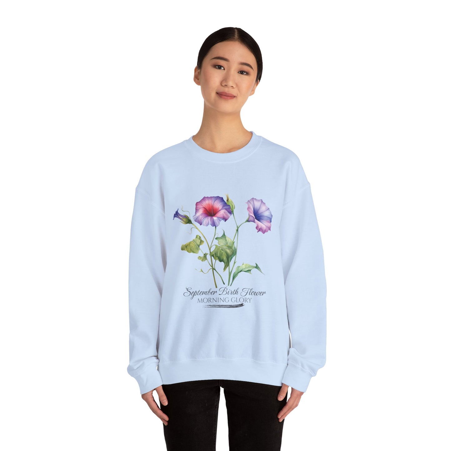 September Birth Flower (Morning Glory) - Unisex Heavy Blend™ Crewneck Sweatshirt