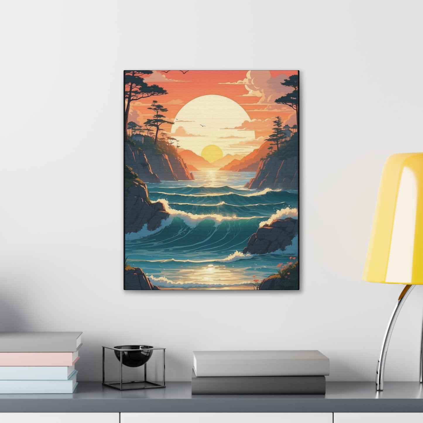 Beautiful sunset over the water channel - Canvas Gallery Wraps