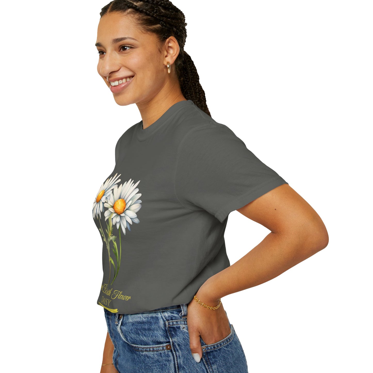 April Birth Flower "Daisy" (For Print on Dark Fabric) - Unisex Garment-Dyed T-shirt