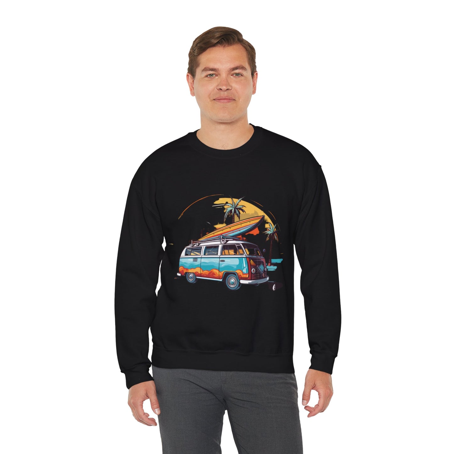 Retro Surf Van - Unisex Heavy Blend™ Crewneck Sweatshirt