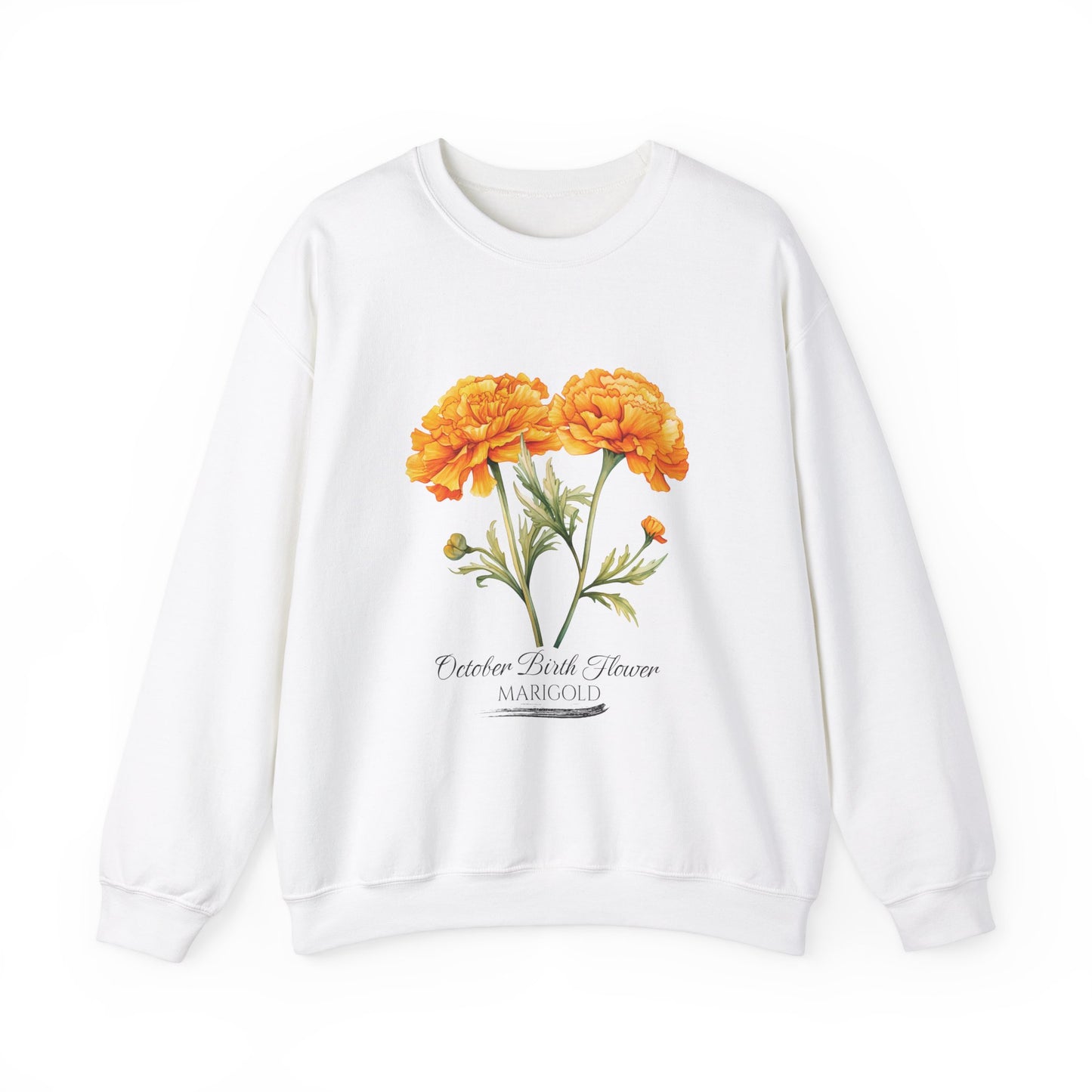 October Birth Flower (Marigold) - Unisex Heavy Blend™ Crewneck Sweatshirt