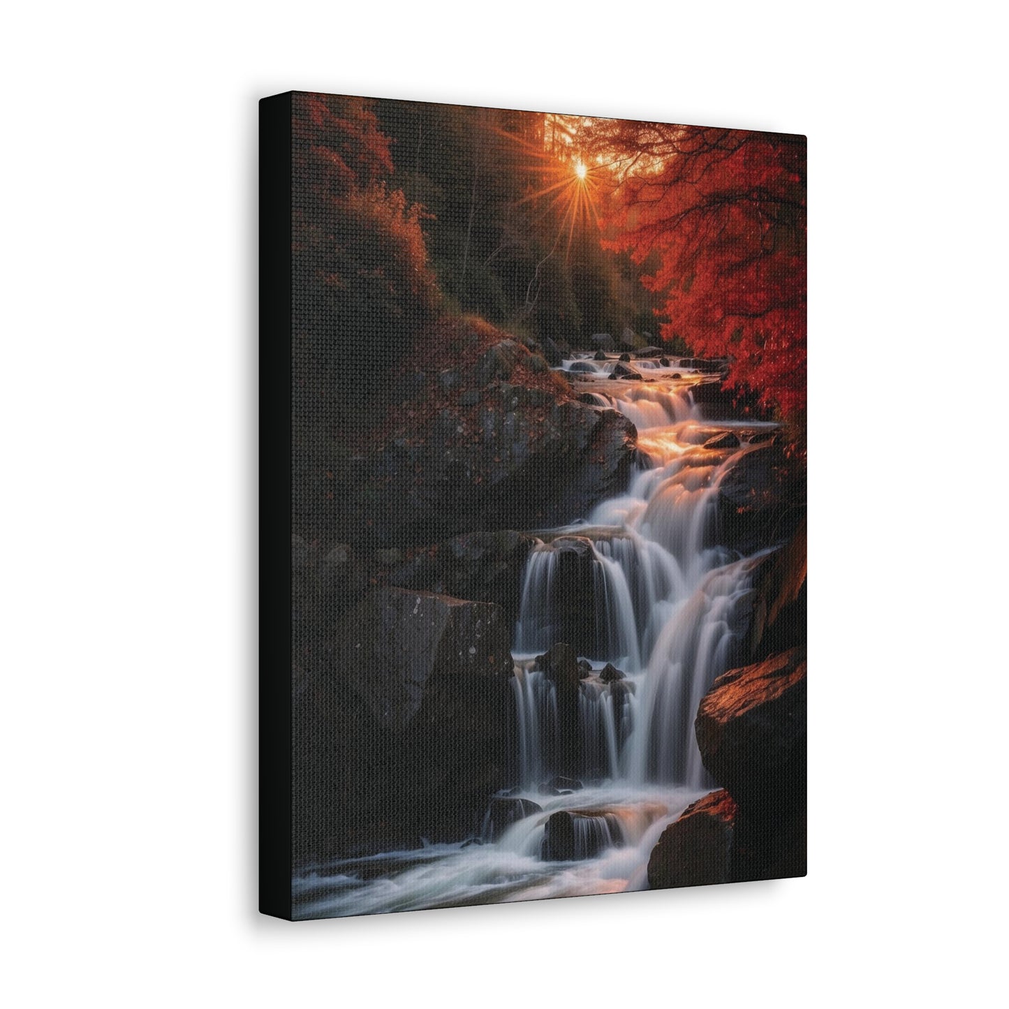 Sunrise Over the Waterfall: Canvas Gallery Wraps