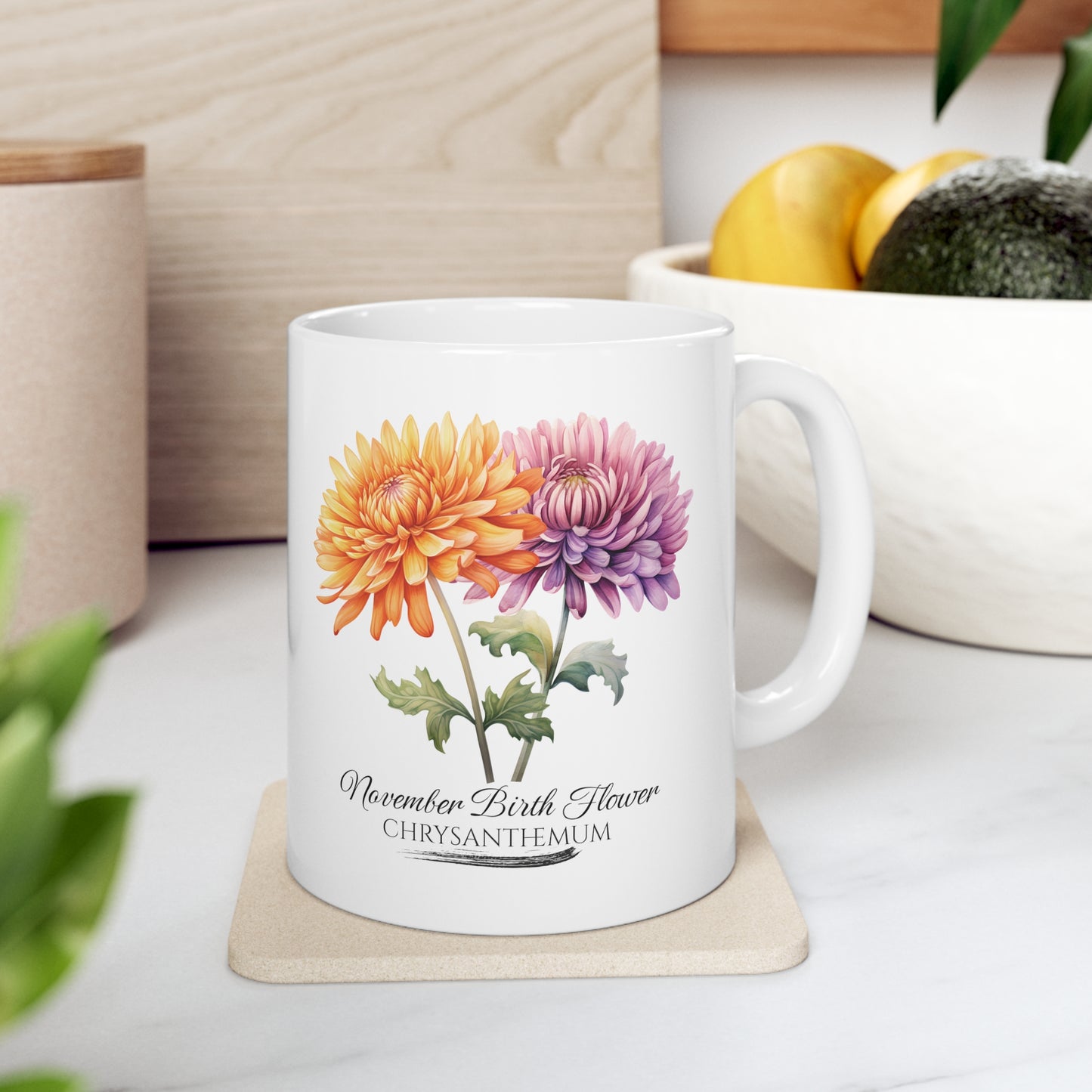 November Birth Flower (Chrysanthemum): Ceramic Mug 11oz