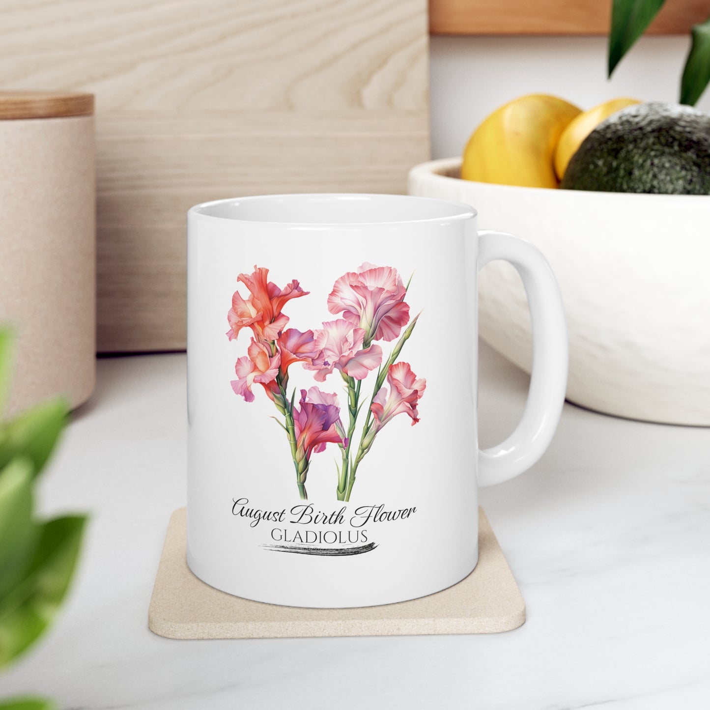 August Birth Flower (Gladiolus): Ceramic Mug 11oz