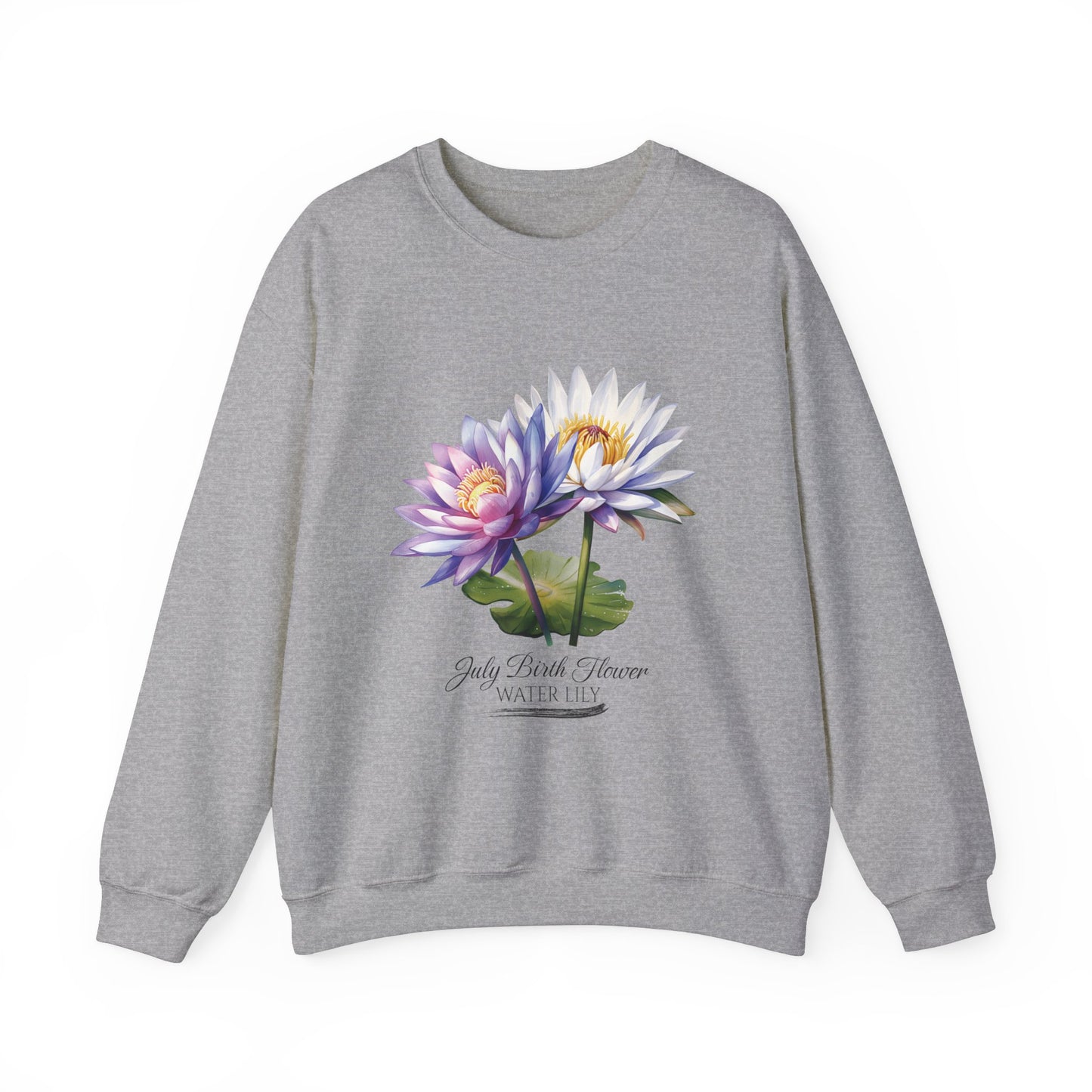 July Birth Flower (Water Lily) - Unisex Heavy Blend™ Crewneck Sweatshirt