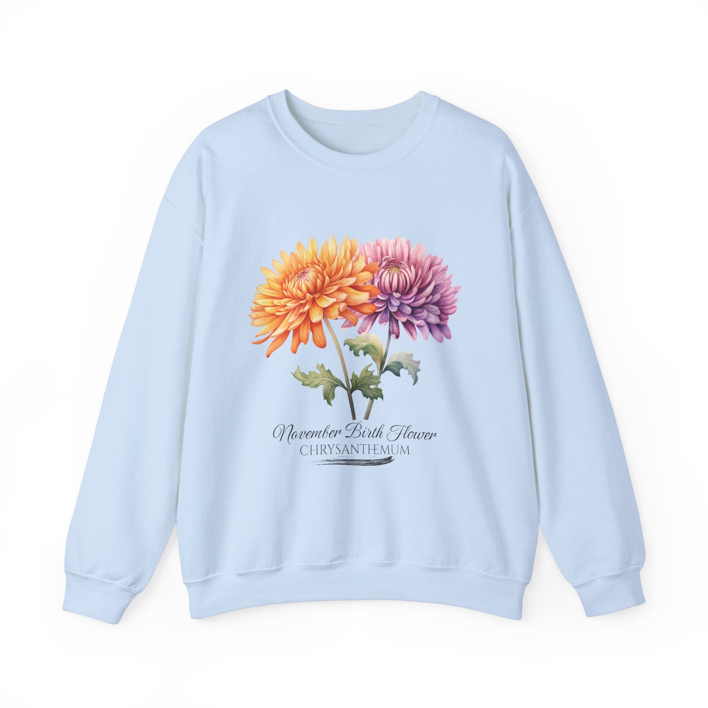 November Birth Flower (Chrysanthemum) - Unisex Heavy Blend™ Crewneck Sweatshirt