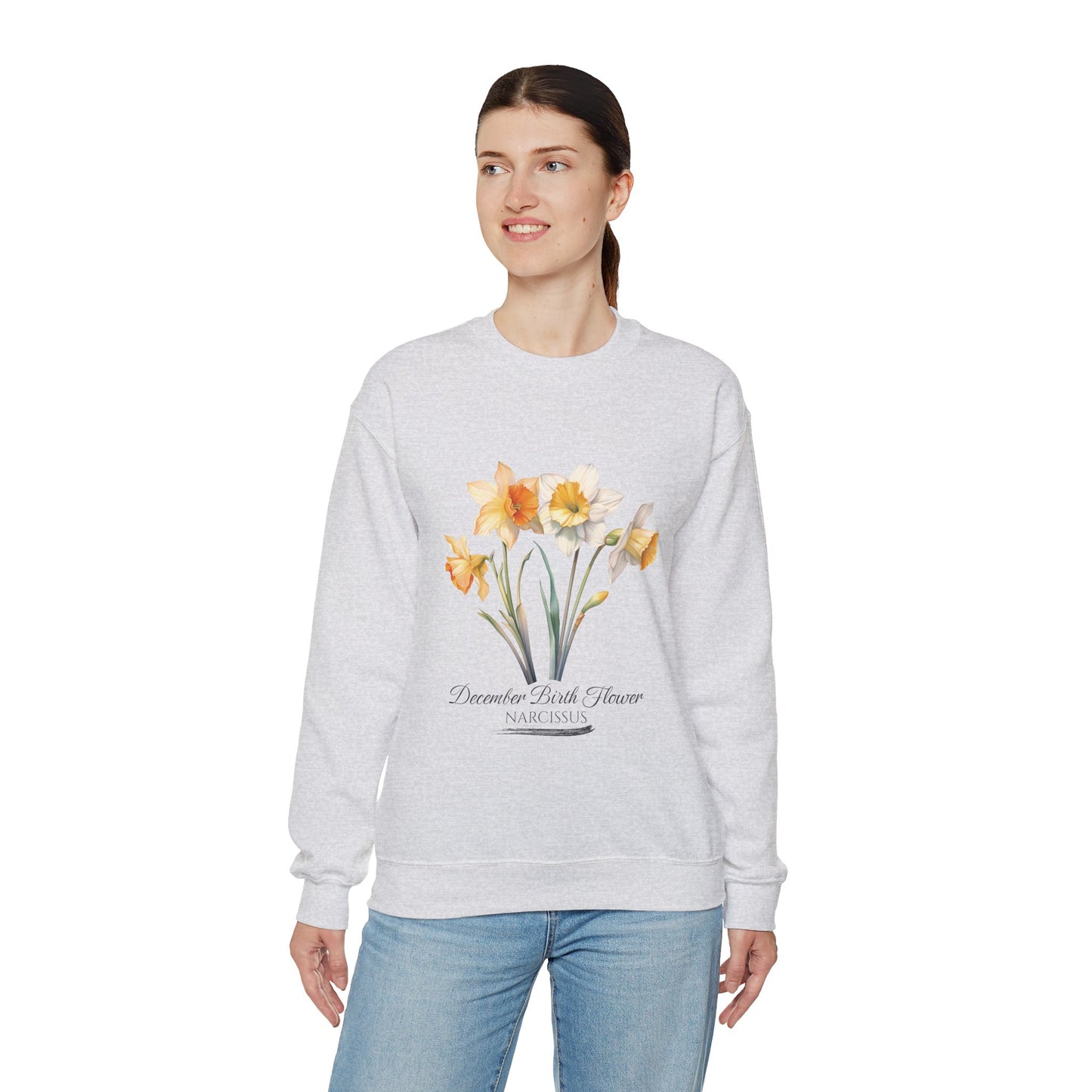 December Birth Flower (Narcisus) - Unisex Heavy Blend™ Crewneck Sweatshirt