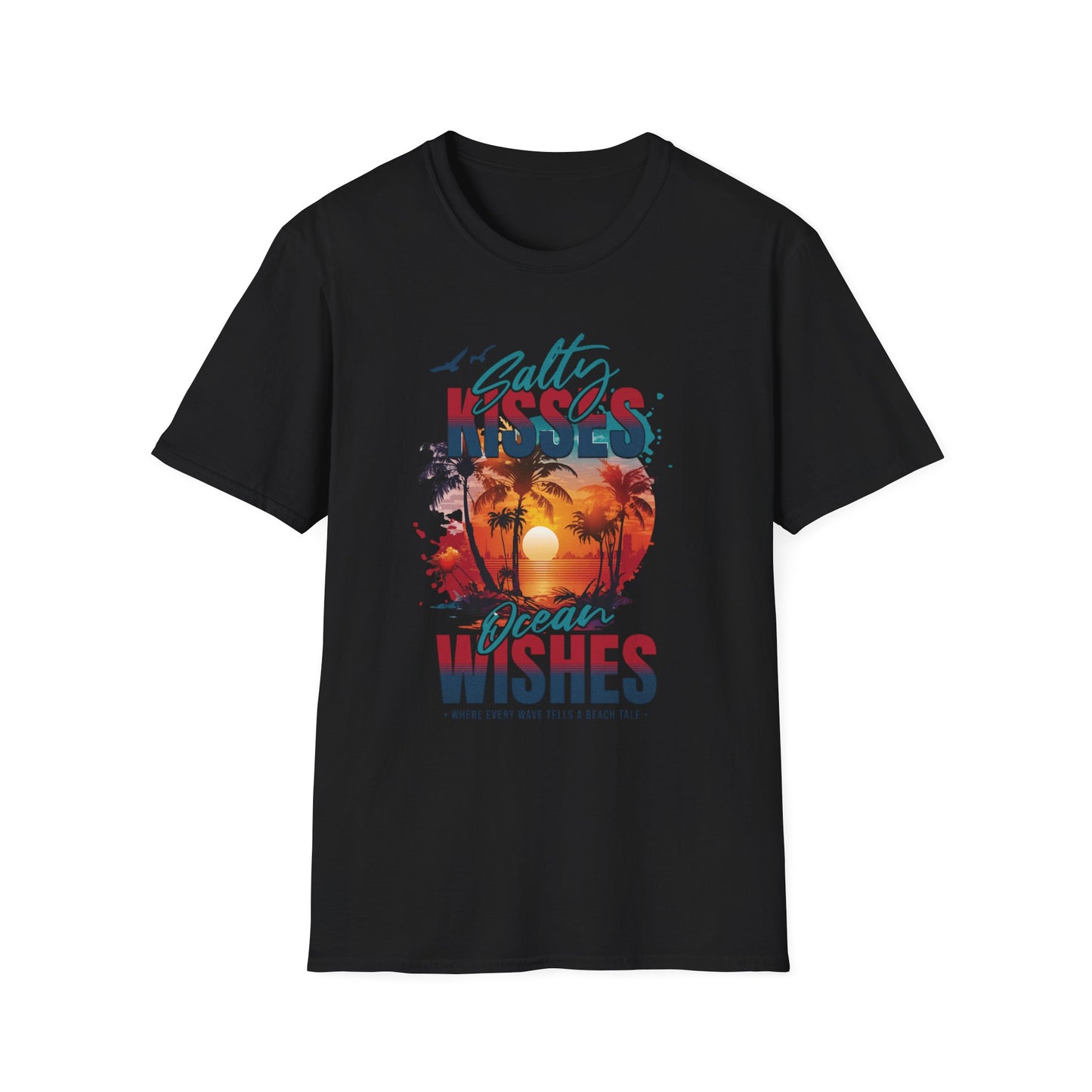 Beach Vibes T-Shirt - Salty Kisses, Ocean Wishes