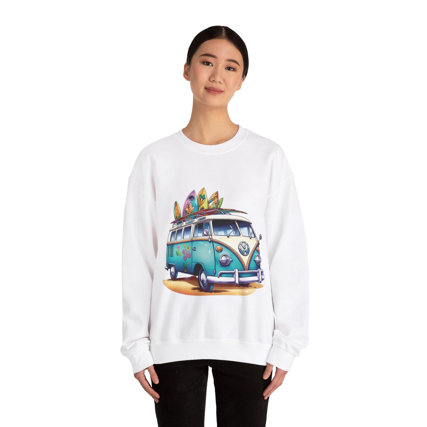 Retro Surf Van - Unisex Heavy Blend™ Crewneck Sweatshirt