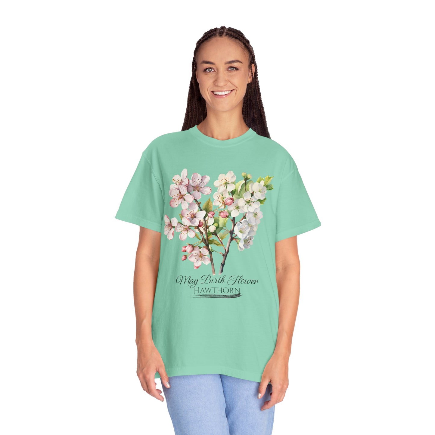 May Birth Flower "Hawthorn" - Unisex Garment-Dyed T-shirt