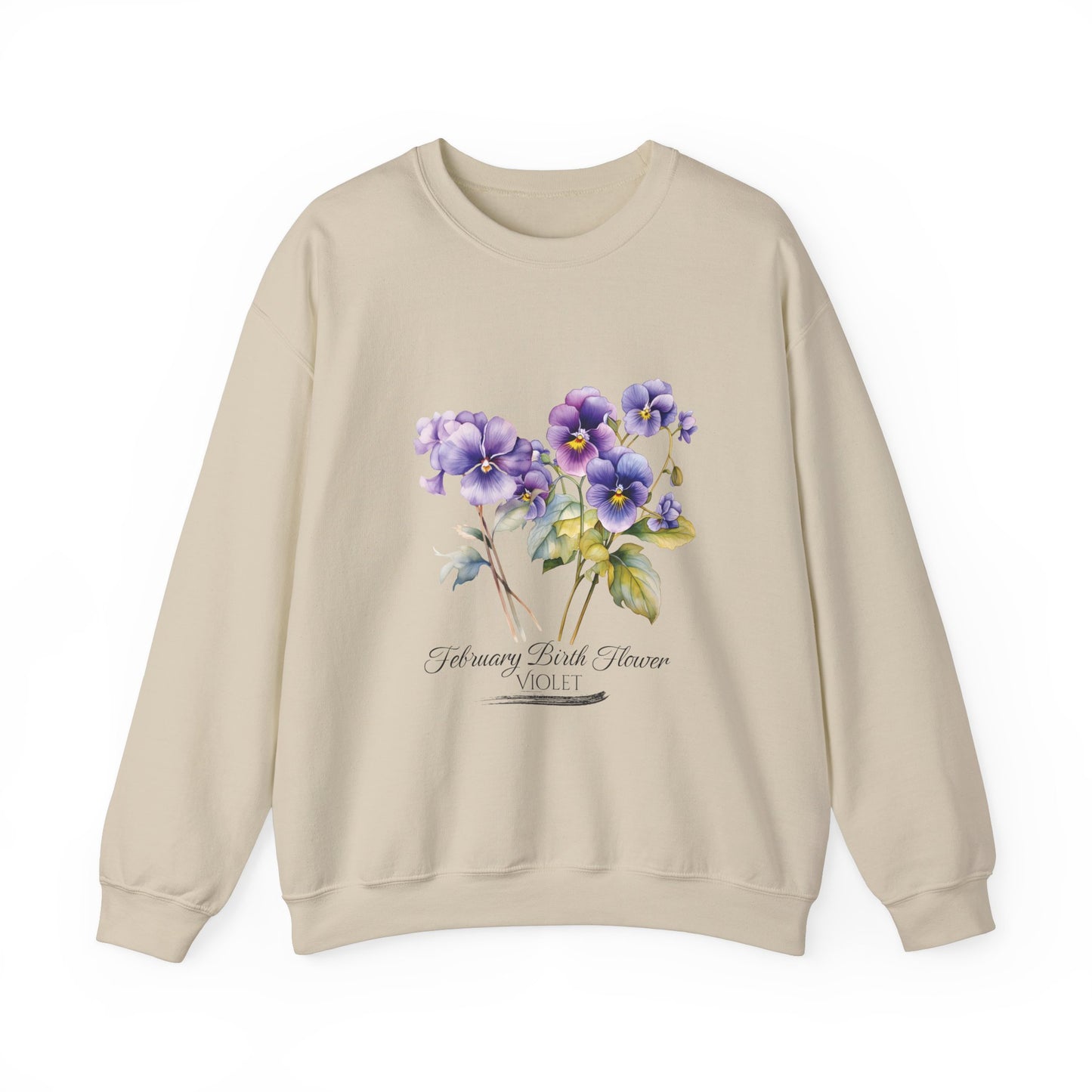 February Birth Flowers (Violet) - Unisex Heavy Blend™ Crewneck Sweatshirt