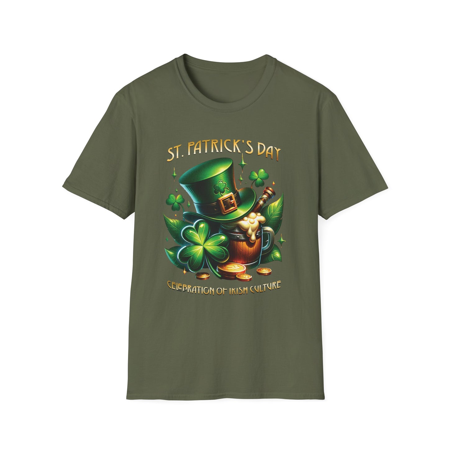 St. Patrick's Day Celebration T-Shirt - Unisex Softstyle Tee with Irish Culture Design