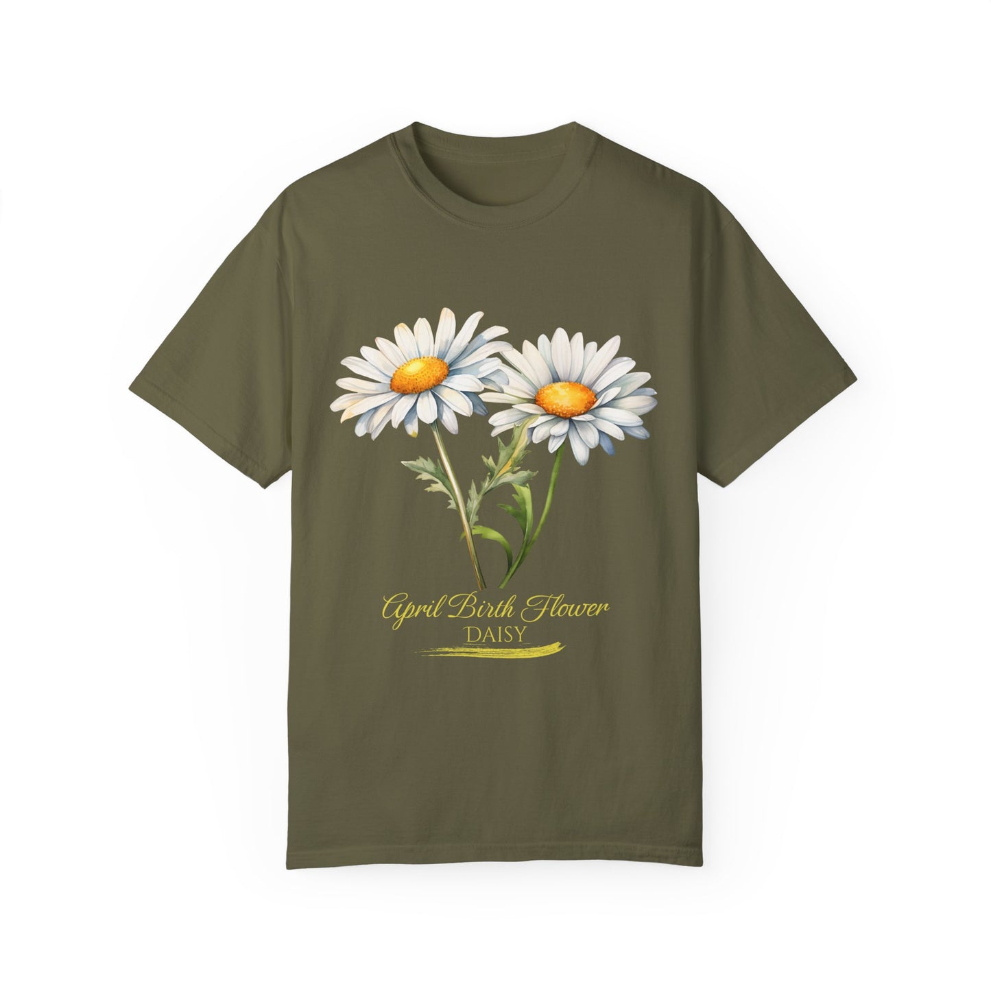April Birth Flower "Daisy" (For Print on Dark Fabric) - Unisex Garment-Dyed T-shirt