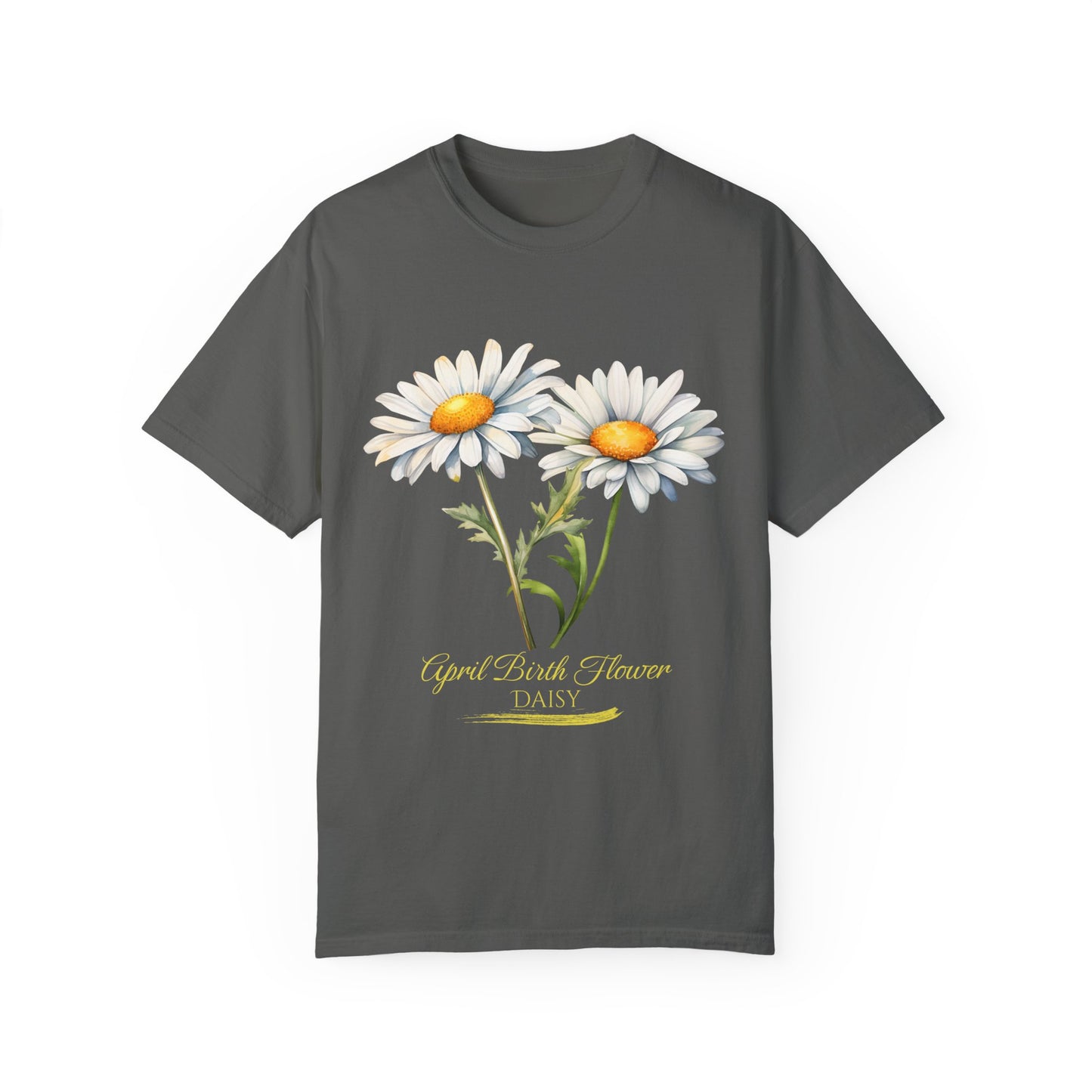 April Birth Flower "Daisy" (For Print on Dark Fabric) - Unisex Garment-Dyed T-shirt