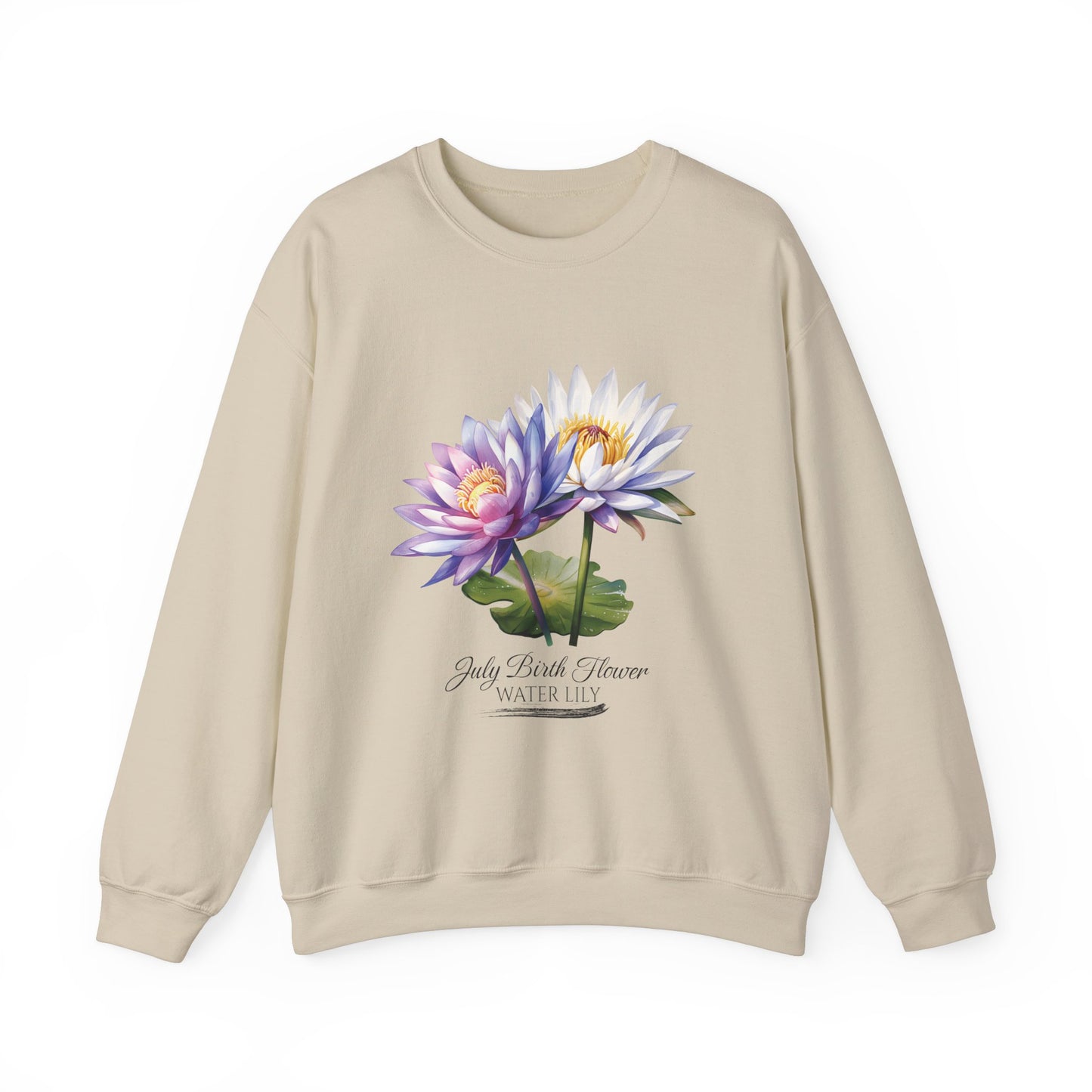 July Birth Flower (Water Lily) - Unisex Heavy Blend™ Crewneck Sweatshirt