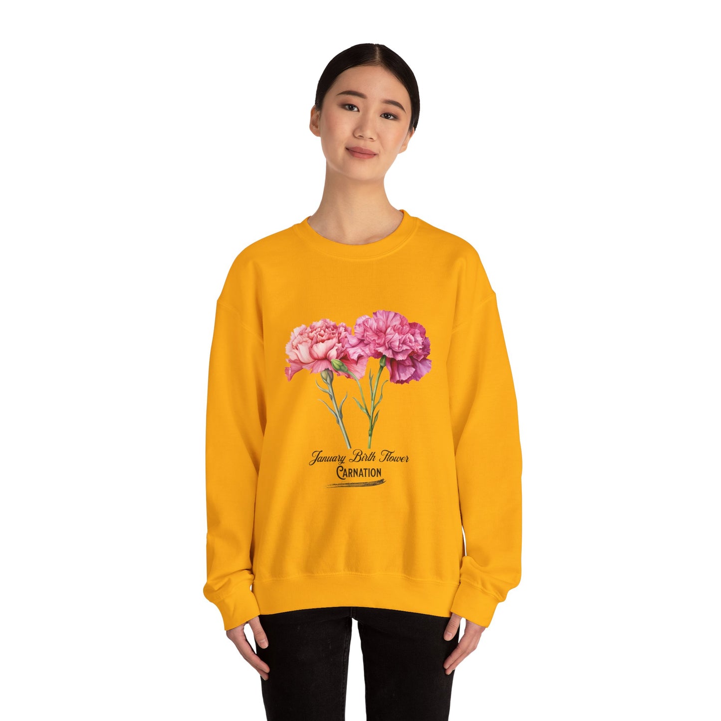 January Birth Flower (Carnation) - Unisex Heavy Blend™ Crewneck Sweatshirt