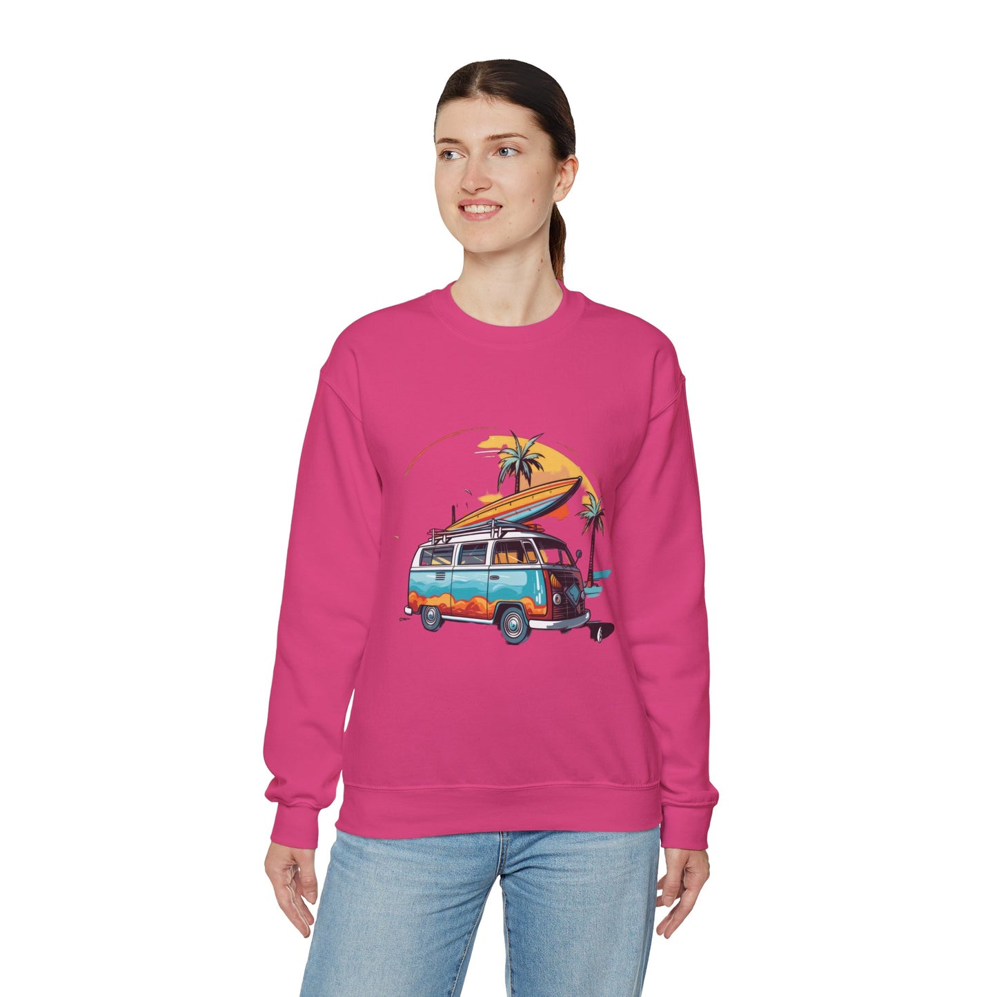 Retro Surf Van - Unisex Heavy Blend™ Crewneck Sweatshirt